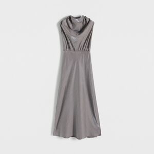 Reserved - Šaty s drapovaným výstřihem - Stříbrná