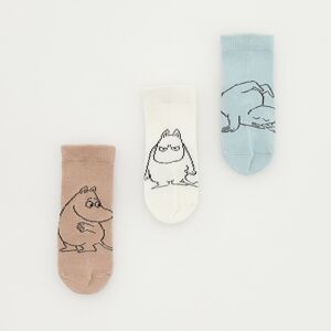 Reserved - Sada 3 párů ponožek The Moomins - Krémová