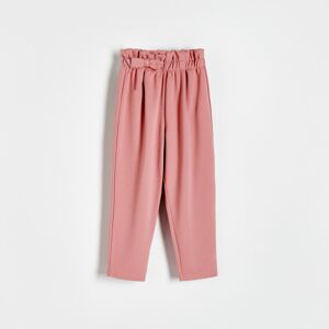 Reserved - Žerzejové kalhoty s mašlí - Růžová