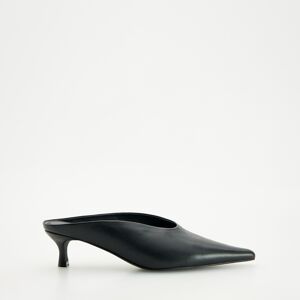 Reserved - Kožené boty mules s podpatkem - Černý