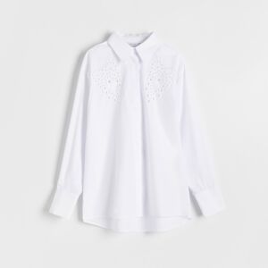 Reserved - Košile s ažurovými vsadkami - Bílá