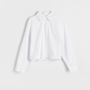 Reserved - Košile s ozdobným límečkem - Bílá