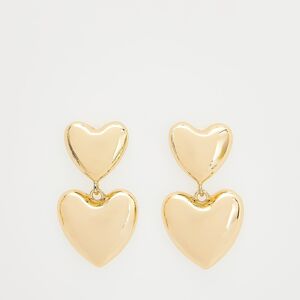 Reserved - Pozlacené závěsné náušnice ve tvaru srdce - Zlatá