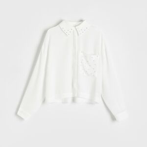 Reserved - Košile s ozdobnou aplikací - Bílá