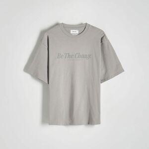 Reserved - Oversized tričko s plastickým potiskem - Světle šedá