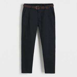 Reserved - Kalhoty chino slim s páskem - Černý