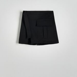 Reserved - Kraťasová sukně s páskem - Černý