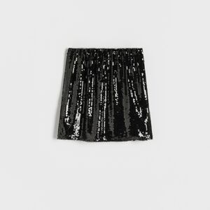 Reserved - Flitrová mini sukně - Černý