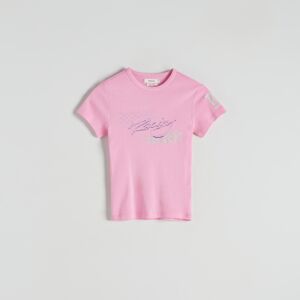 Reserved - Tričko s potiskem se sepraným efektem - Růžová