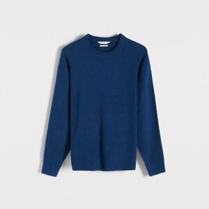 Reserved - Jednobarevný svetr s příměsí vlny - Tmavomodrá